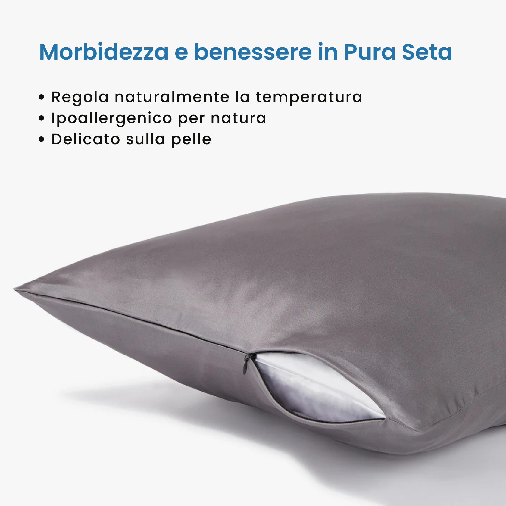 Federa Premium 100% Seta - Grigio scuro