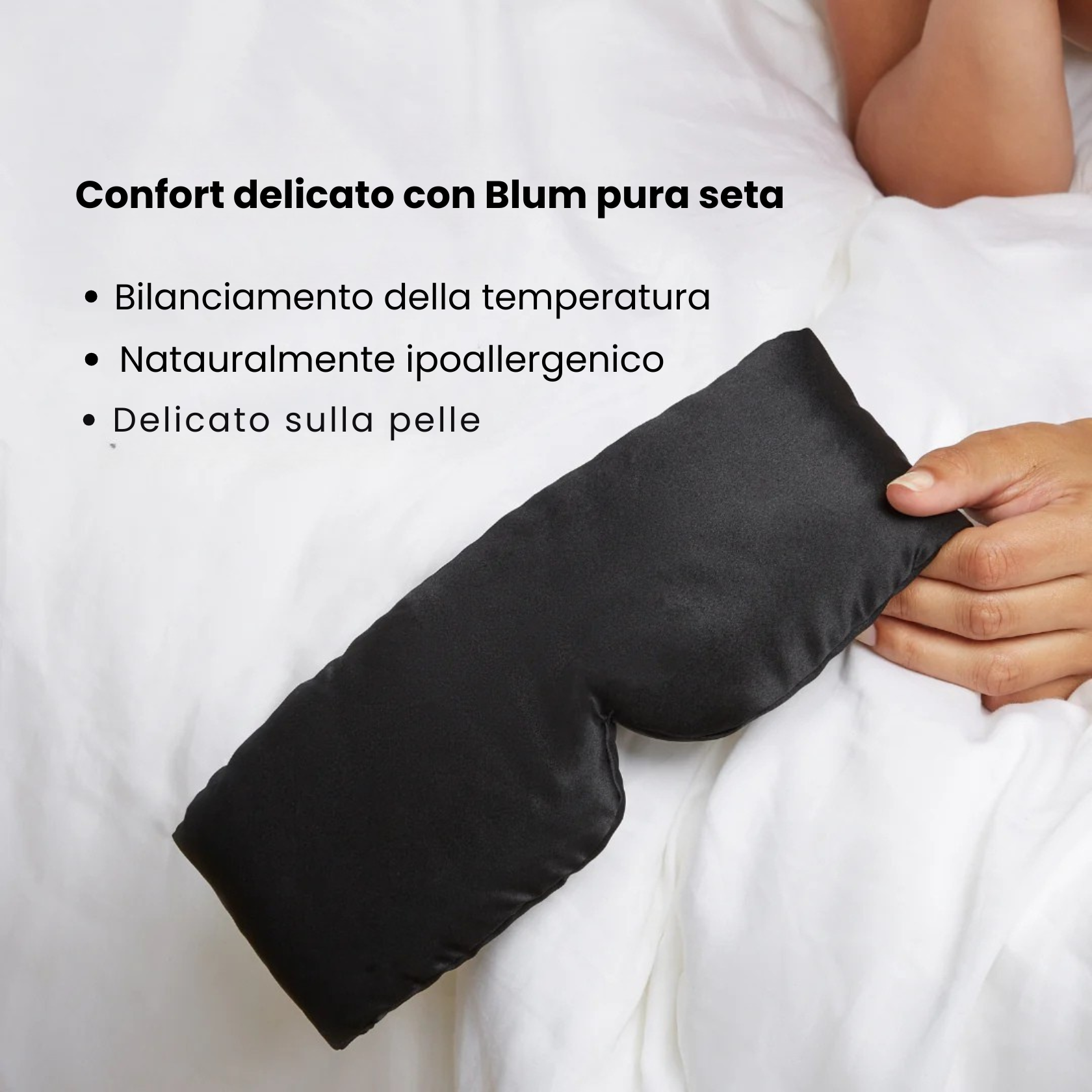 Maschera per Dormire in 100% Seta Nero