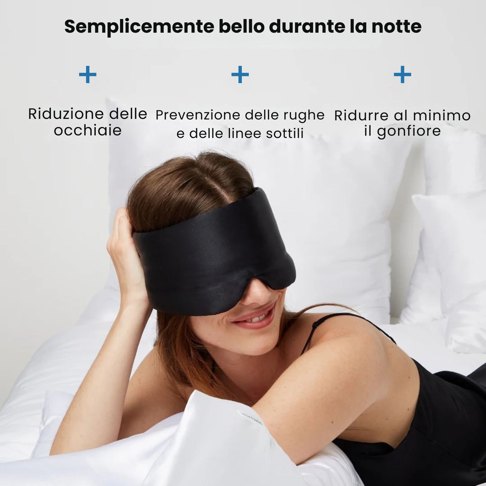 Maschera per Dormire in 100% Seta Nero