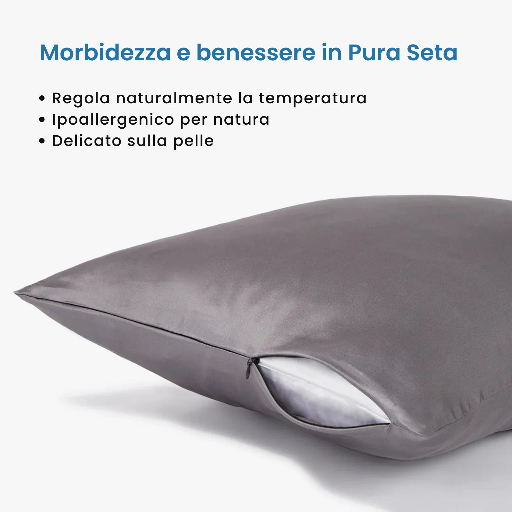 Federa in Seta Anti-Acne per Adolescenti Grigio scuro