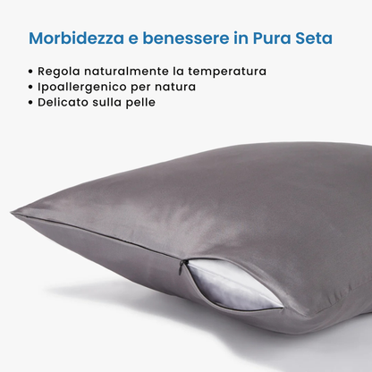 Federa Premium 100% Seta - Grigio scuro