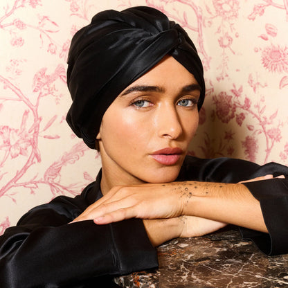 Cuffia Premium 100% Seta - Nero