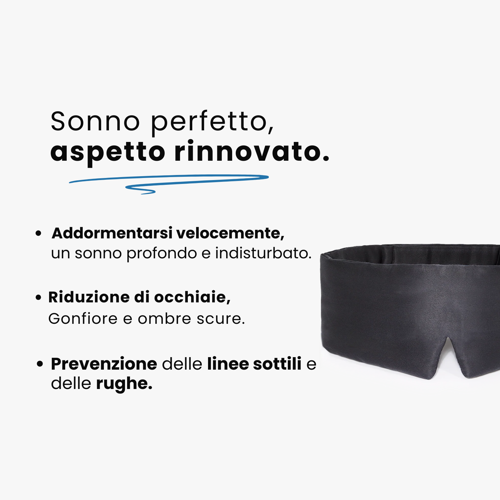 Maschera per Dormire in 100% Seta  Nero